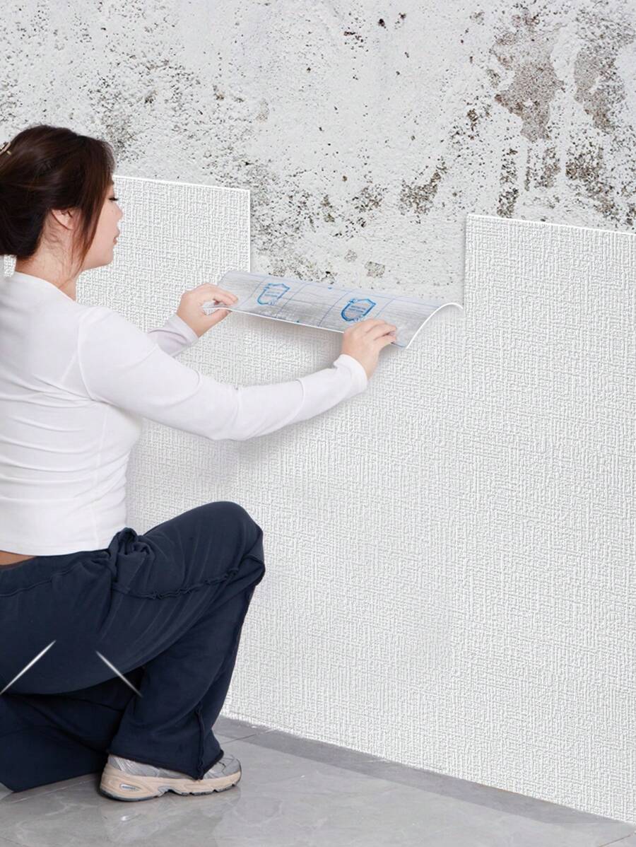 1 pièce de papier peint isolant auto-adhésif, lavable à l'eau, texturé, en matériau PVC à motif aléatoire, imperméable, antibactérien et anti-collision, convenant à la chambre à coucher, au salon, au bureau et autres zones murales. Autocollants de rénovation, panneaux muraux amovibles, papier peint, articles de décoration de printemps pour rafraîchir votre maison, autocollants de décoration Rama