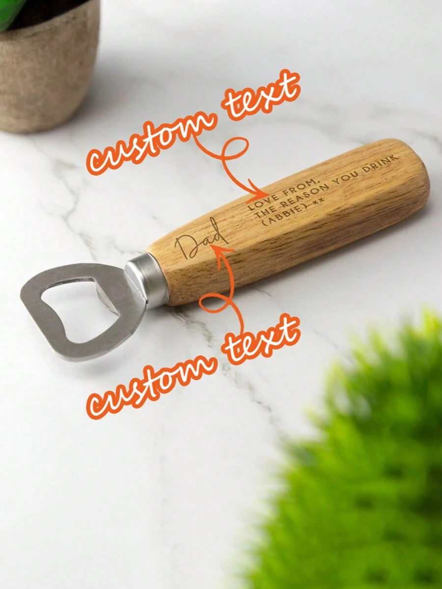 1 Pc Customized Wooden Bottle Opener Personalized Engraved Name Gift ,Engraved,Waterproof ,Exquisite,Modern,Fashion,Personalized,Unique Ideal Gifts For Him Her,Boyfriend,Girlfriend,Dad,Mom,Family,Friends For Anniversaries,For Valentine's Day,For Mother's Day,For Birthdays,For Holiday Party,For Father's Day,For Graduation,For Weddings,For Housewarming Dining Room,Living Room,Bedroom,Home,Kitchen