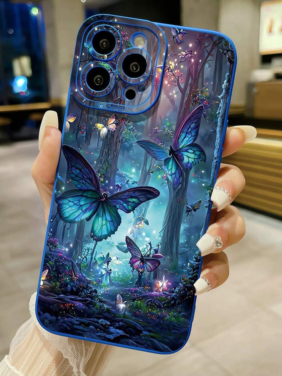 1pc Butterfly Decorated Shockproof Phone Case Compatible With IPhone, Galaxy, Infinix, Redmi, OPPO, VIVO, Realme