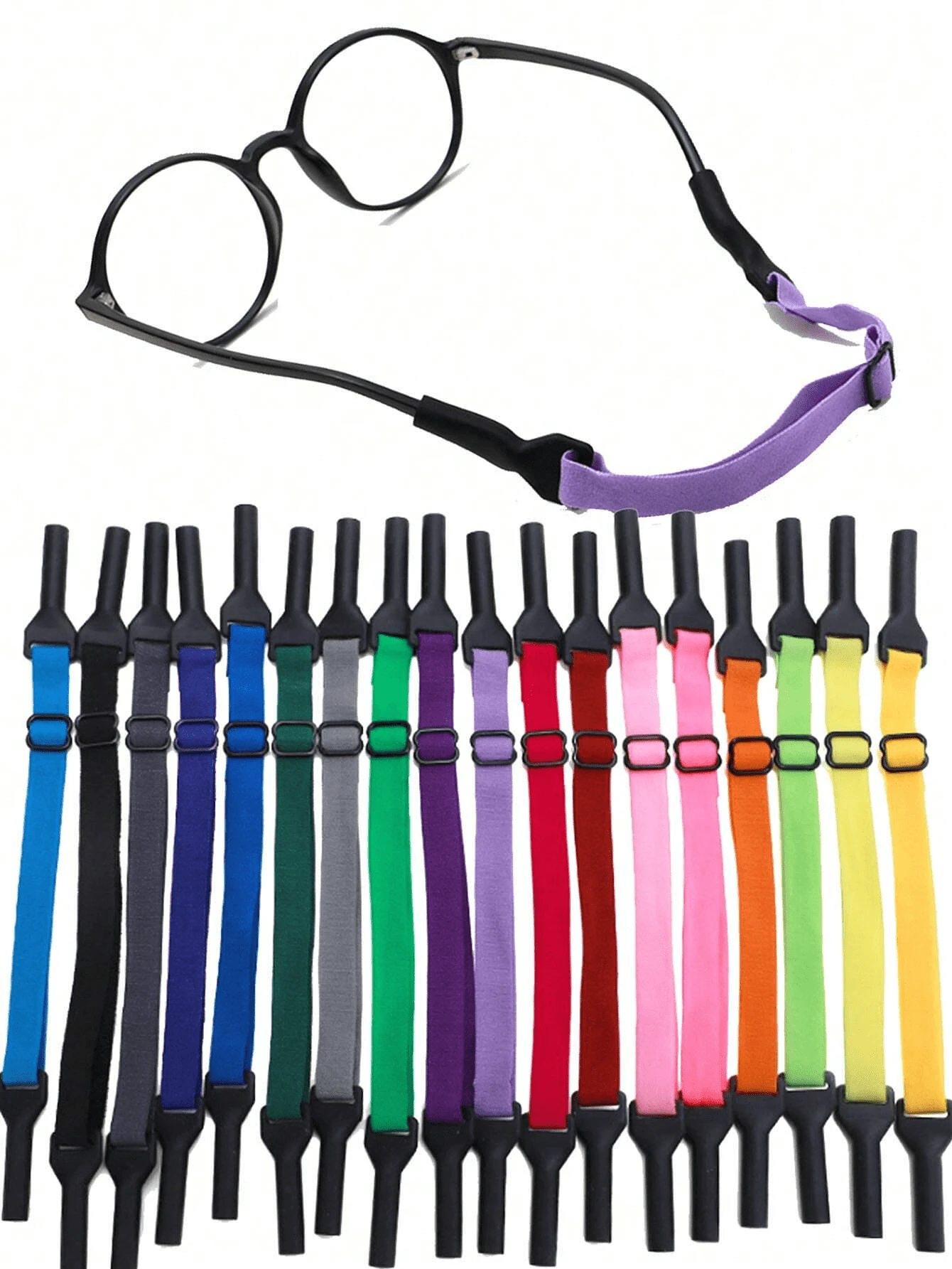 Set de 5 piezas Cordón elástico antideslizante de colores para gafas, correa de silicona elástica para gafas, accesorio fijador de cadena antideslizante para gafas, correas para gafas, cadenas para gafas, accesorios antideslizantes para gafas