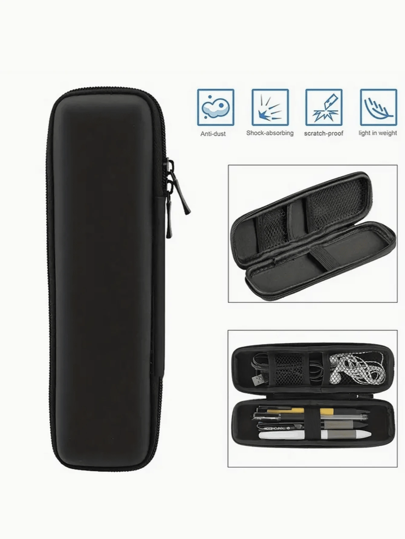 1 pezzo Astuccio nero di grande capacità e semplice, scatola per articoli di cancelleria per studenti di scuola media/superiore o ragazze adolescenti, multifunzionale, stile giapponese/coreano, essenziale per il ritorno a scuola, regalo creativo per il Ringraziamento, Natale, compleanno, decorazione di Ognissanti Ritorno a scuola