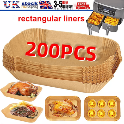 200x Air Fryer Liner Paper Parchment Disposable For Dual Non Stick UK