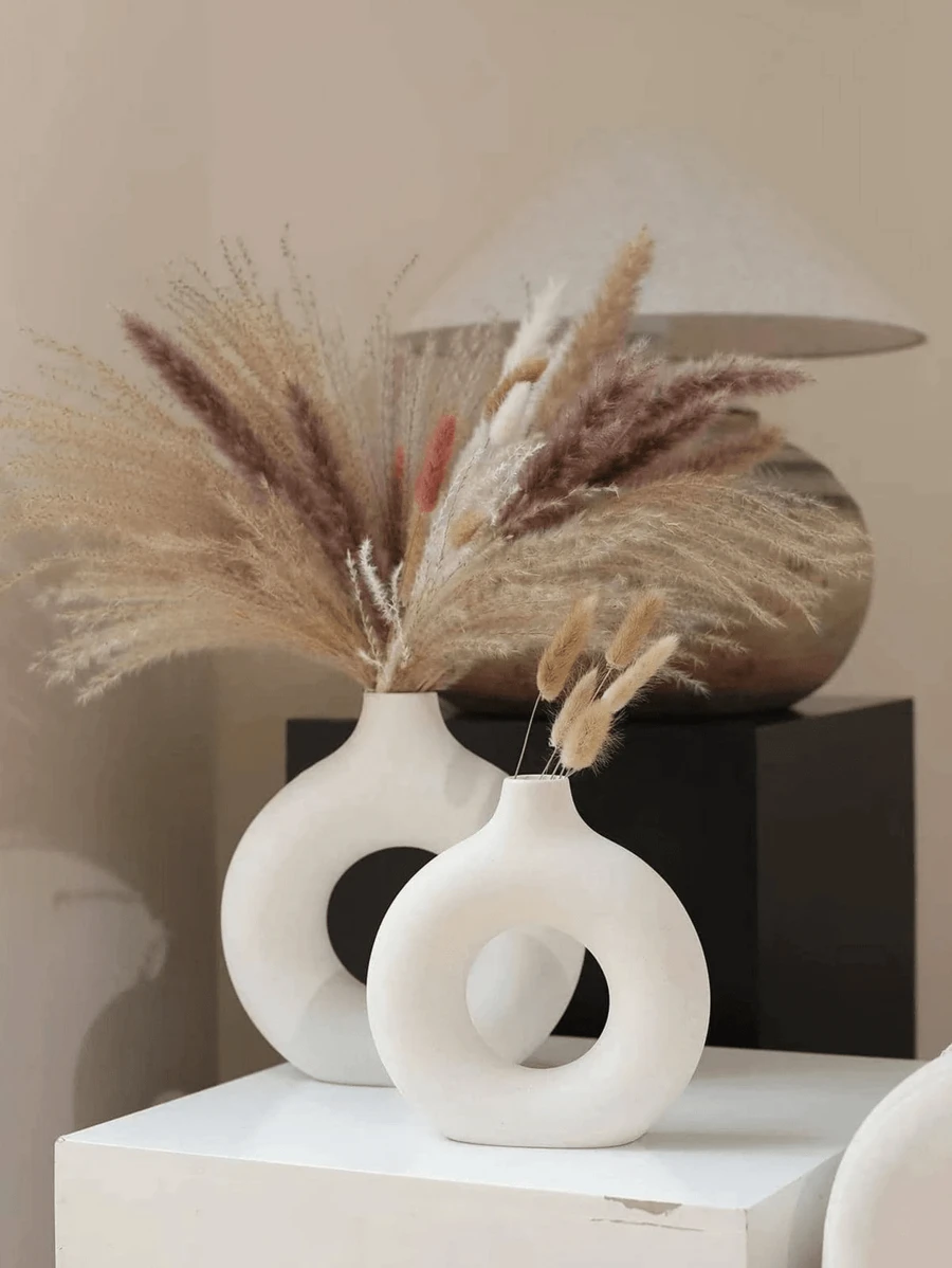 1 pieza Jarrón redondo de plástico blanco, Jarrón decorativo para flores secas, Jarrón de cerámica para pasto pampa, Jarrón multicolor para flores, Jarrón redondo, Jarrón blanco para flores artificiales, Jarrón decorativo, Soporte para flores secas, Jarrón para flores frescas, Jarrón para flores en maceta, Jarrón de suelo, Jarrón con forma de libro, Decoración de sala de estar, Decoración de dormitorio, Decoración del hogar, Jarrón antivuelco, Jarrón para flores artificiales