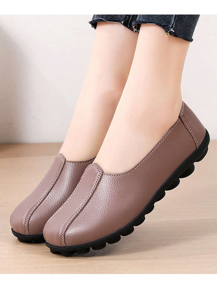 2024 Spring/Autumn Middle-Aged & Elderly Slip-On Flat Breathable Non-Slip Soft-Soled Comfortable Loafers For Women