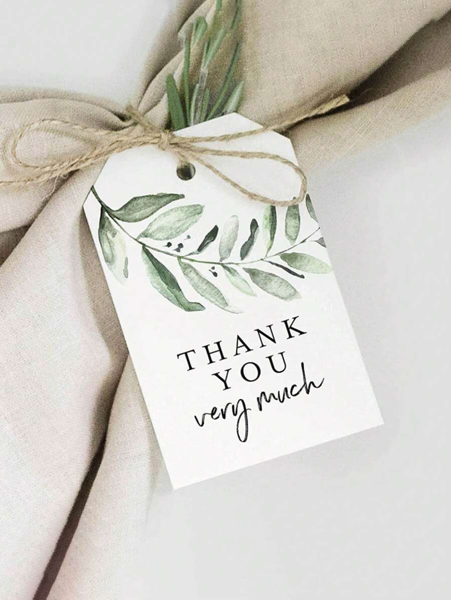 50pcs/Set Paper Gift Tag, Modern Slogan Graphic Gift Wrapping Tag With Rope For Gift Valentine Day