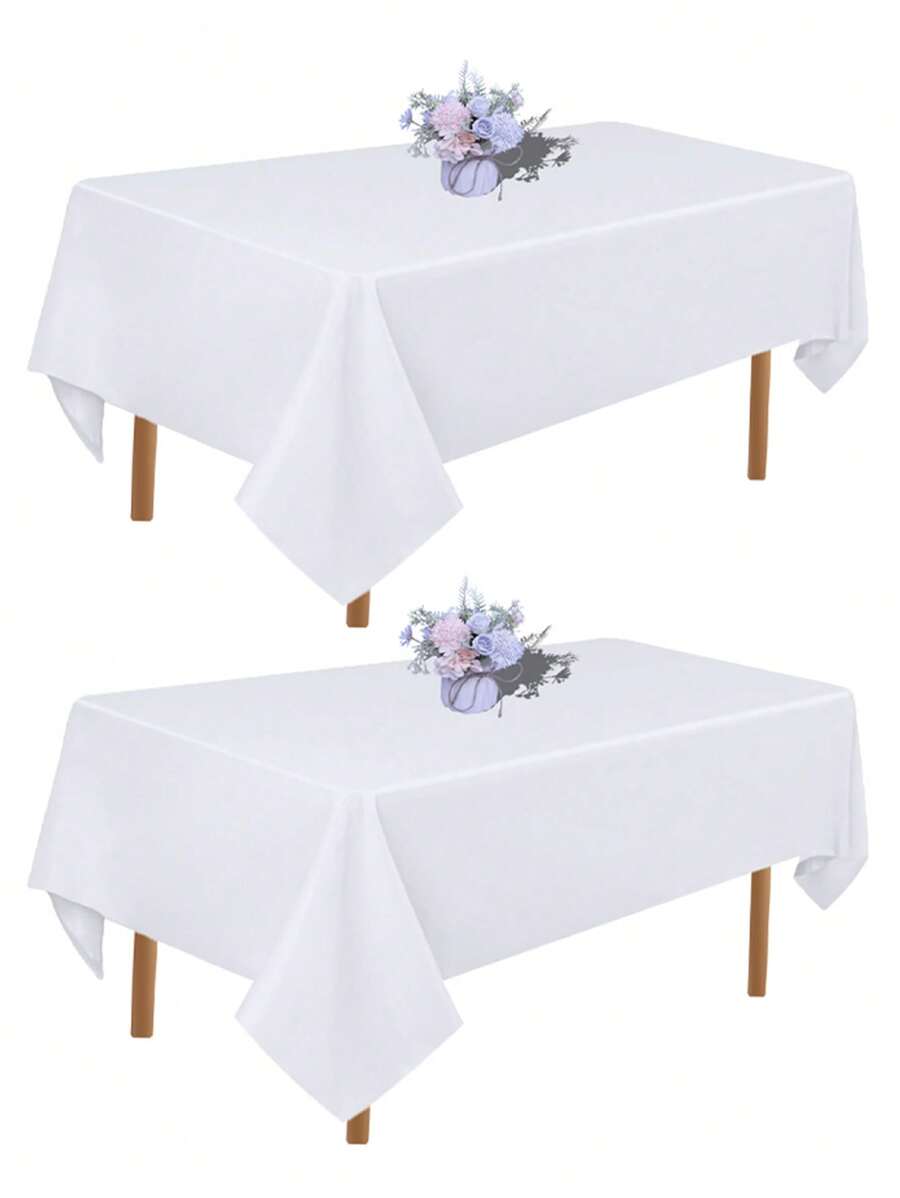 2 Packs White Rectangle Table Cloths For 4FT/6FT/8FT Rectangular Tables In Size 60*84/60*102/60*126/90*132/90*156 Inch, Wrinkle Resistant Washable Polyester Fabric Tablescloth For Buffet Banquet Wedding Dining Party