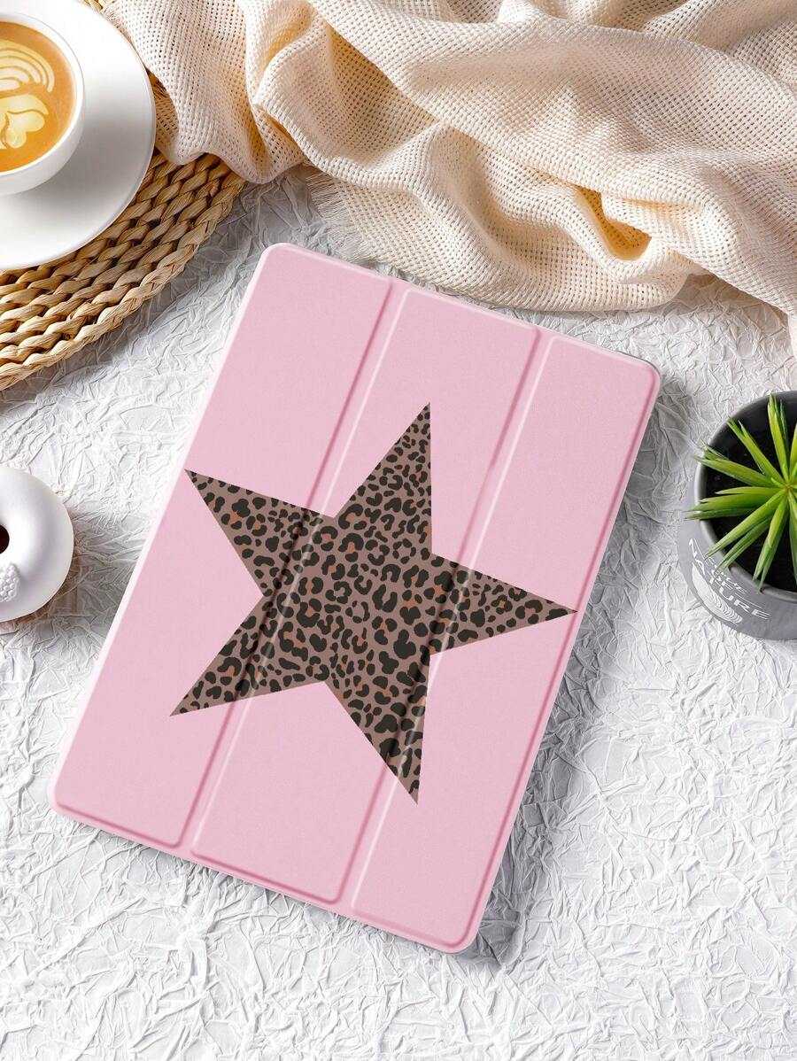 Cheetah Print 1pc Leopard Star Pattern Protective Case, Compatible With IPad 10.2", IPad Pro 11" 2021/2020/10th Gen, IPad Mini 4/5/6, Galaxy Tab A8 10.5" 2022, Matepad 10.4"/Tab, Pencil Slot, Shockproof, Tablet Stand Case, Support Auto Sleep/Wake