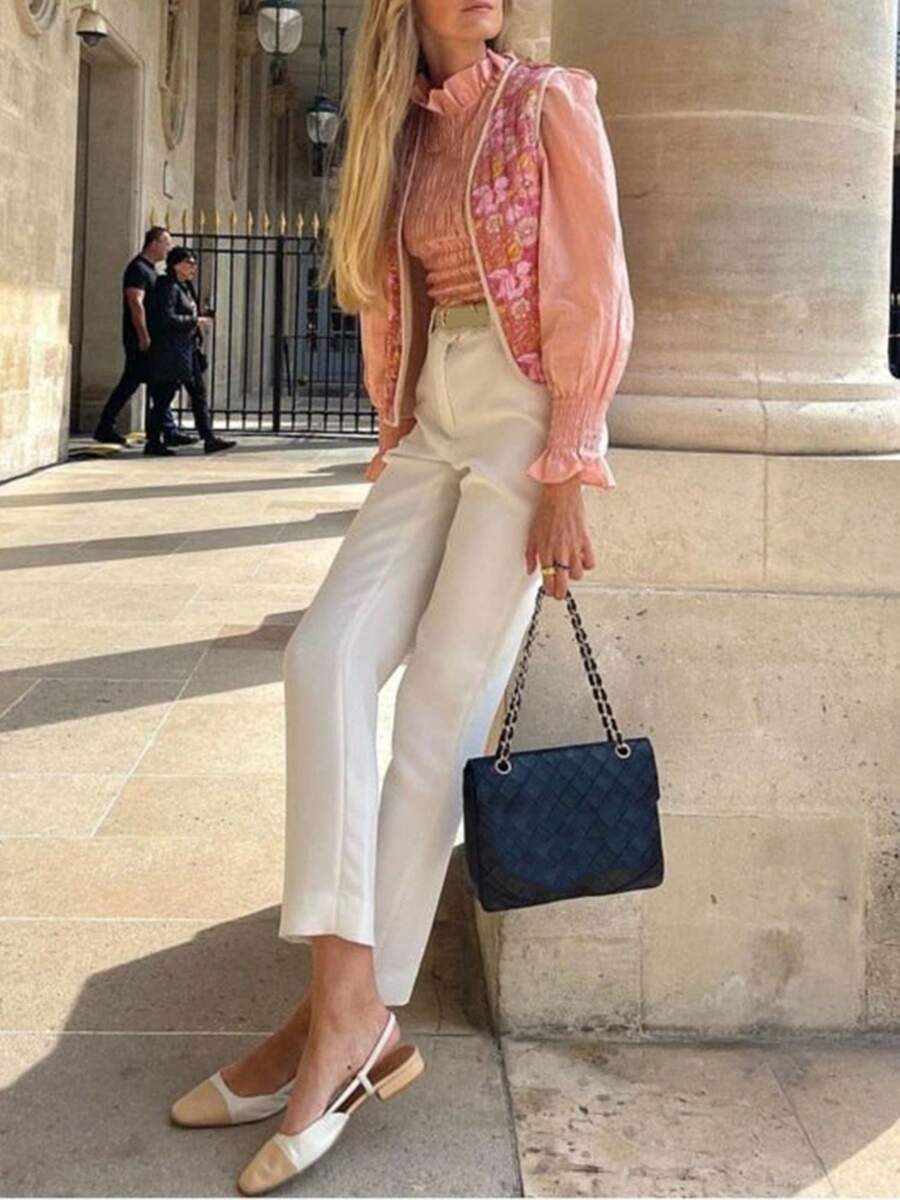 Womens Floral Print Vest Classic Sleeveless Open Front Cardigan Reversible Vest Fall Outwear