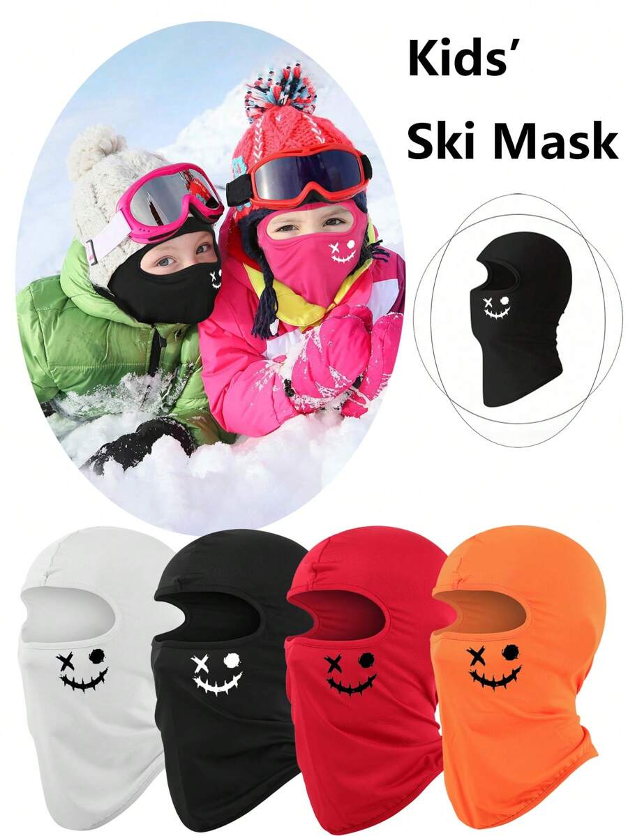 1pc Kids Cartoon Print Pullover Cap, Outdoor Sun Protection Face Mask, Breathable Dust-Proof Headwear, Sports Headband For Older Children
