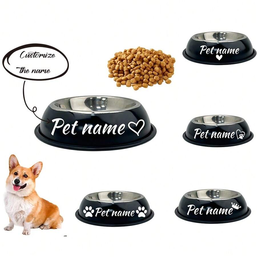 1 gamelle personnalisée en acier inoxydable pour chien avec fond antidérapant, gamelle durable pour chiens de petite, moyenne et grande taille, gamelle personnalisée pour nourriture et eau