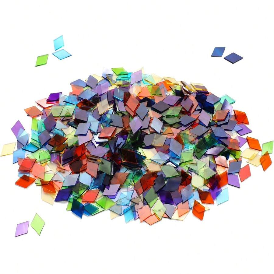 Ladrilhos de Mosaico de Vidro Ultrafinos Mistos de Cores em Formato de Losango/Folha/Triângulo - Suprimentos de Artesanato DIY para Lâmpadas Anatólias e Projetos de Arte Artesanal