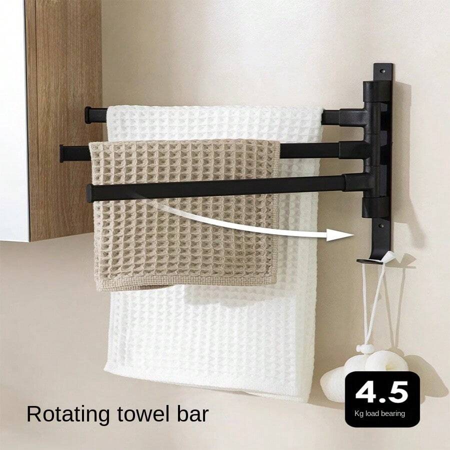 Rotating Towel Rack, Wall-Mounted Bathroom Multi-Pole Towel Bar Holder, Storage Shelf