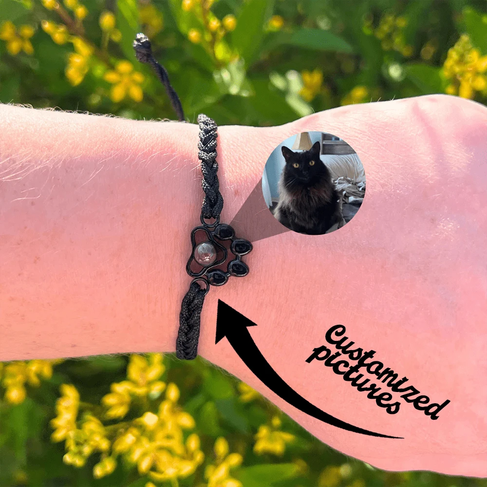 1pc Customized Pet Photo Projection Bracelet, Woven Photo Projection Bracelet, Round Projection Bracelet, Animal Shaped Photo Projection Bracelet, Suitable As Gift For Relatives, Friends And Family