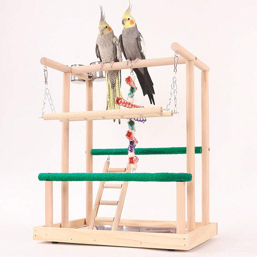 1 Pc Random Color & Style Parrot Perch, Includes Abrasive Perch, Ladder, Swing, Platform & Claw Grinding Stick, Bird Toy Accessories
