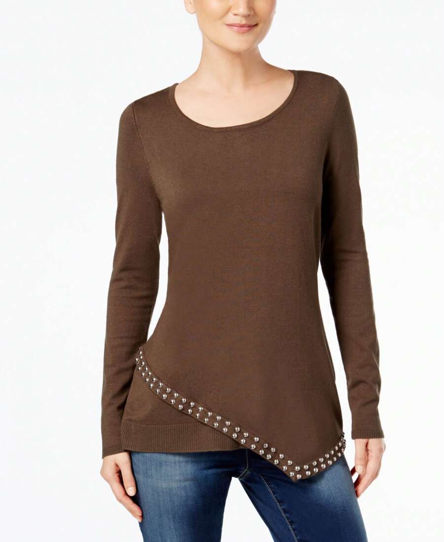 INC International Concepts Studded Asymmetrical Sweater