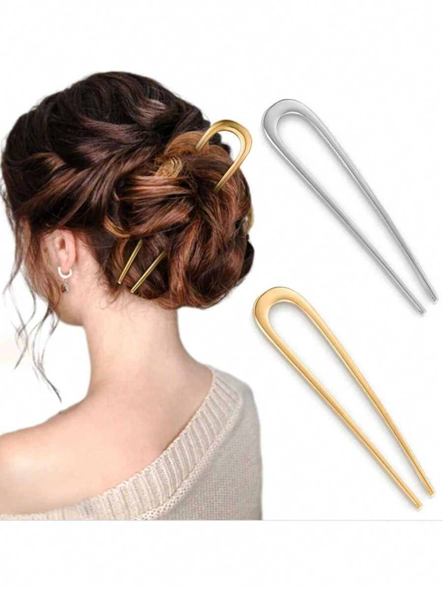 Horquillas francesas de metal para mujeres, Horquillas francesas doradas para cabello grueso, Horquillas en forma de U, Horquillas de metal para todo tipo de cabello, Palillos para recogidos, Horquilla para moño francés, Tenedor para el cabello