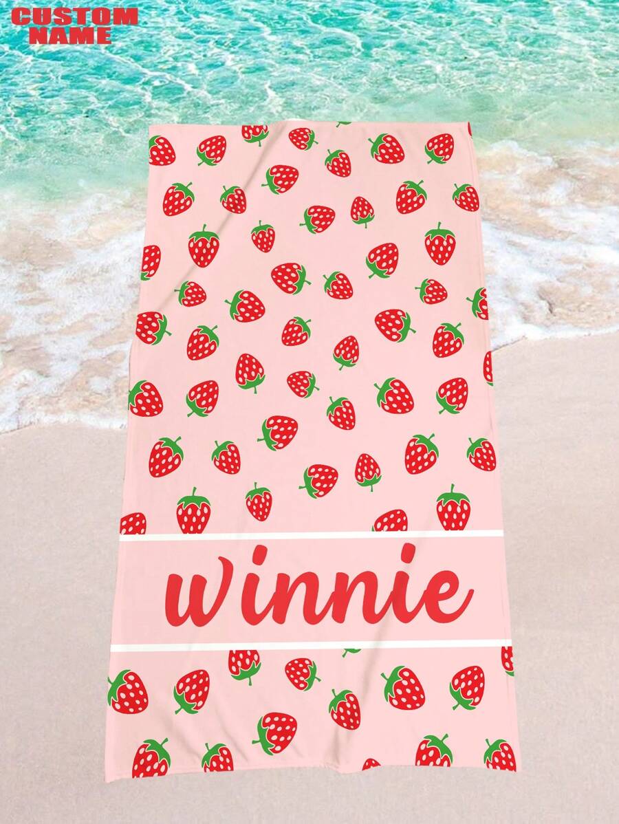 1pc Customized Quick Dry Beach Towel, Comfortable Swimwear Towel, Fashionable Pool Towel, Customizable Design (E.G. Strawberry, Cute, Fun, Beautiful), Ideal For Beach Accessory, Mother's Day, Birthday, Children's Day, Father's Day, Graduation, Wedding, Housewarming, Bathroom, Living Room, Home, Garden, Tea Room Summer Holiday Bathroom Decor Travel Essentials Travel Accessories Beach Essentials