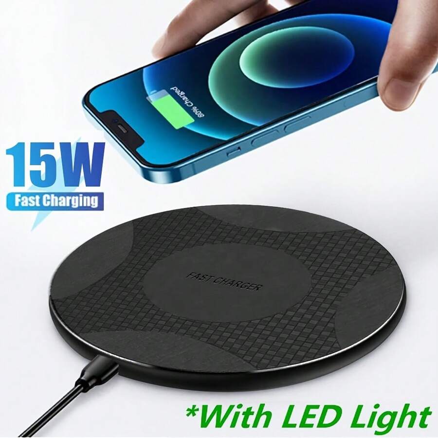 Chargeur sans fil rapide, Bloc de charge sans fil 15W max compatible avec 16/15/14/13/12/SE/11/11 Pro/XS Max/XR/X/8, compatible avec ; Tapis de charge sans fil compatible avec Samsung Galaxy S23/S22/Note, convient pour le bureau, la chambre d'étudiant et la maison