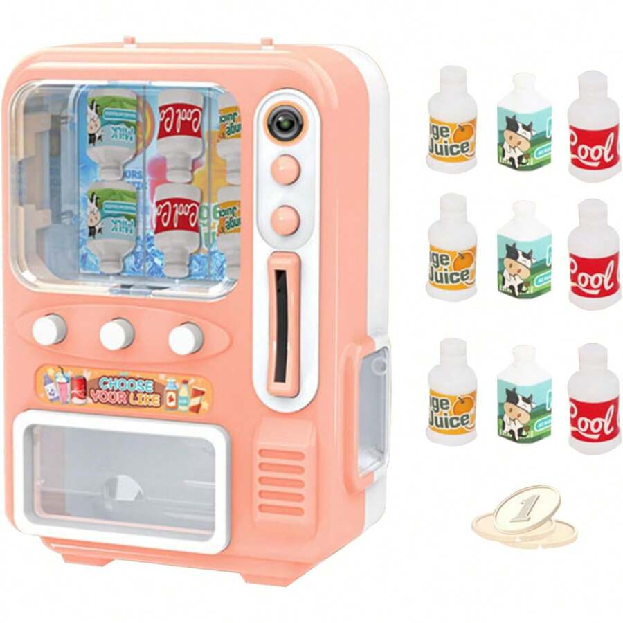 Set da 13 pezzi Mini Distributore automatico, in plastica, cute, dimensioni 5,3 x 3,5 x 9,4, con bevande e giochi, per decorazione di casa delle bambole