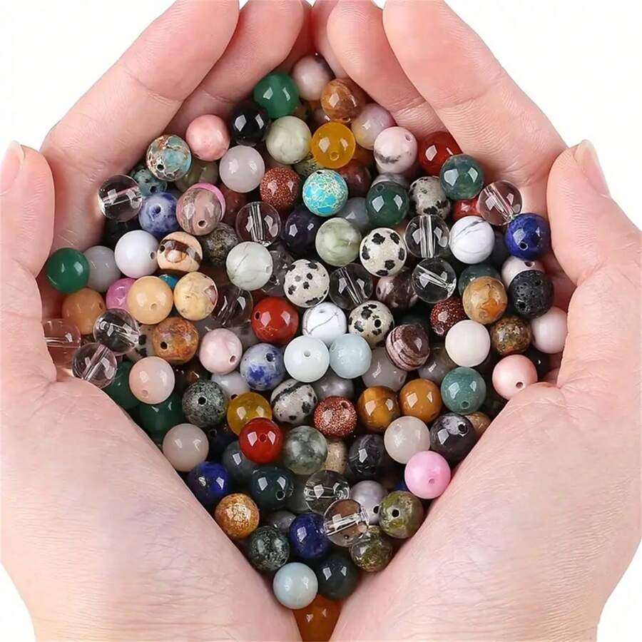 50/200 Pcs 8mm Assorted Vibrant Natural Gemstone Beads - Round Loose Spacer Beads, Suitable For Creative DIY Jewelry Making, Great For Unique Bracelets, Necklaces, Earrings And Accessories - High Quality Jewelry Supplies For Beginners And Professionals