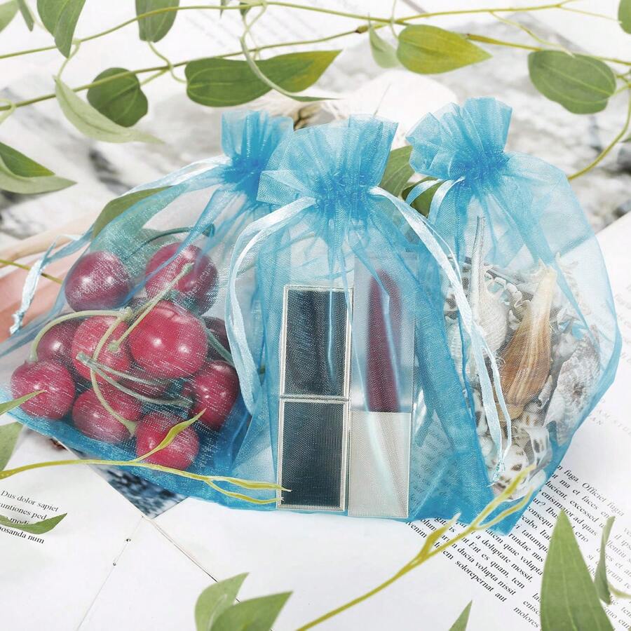 50 sztuk Organza Woreczki ze Ściągaczem, Torby Na Prezenty Weselne, Woreczki Na Biżuterię, Woreczki Na Cukierki, Torby Na Upominki, Artykuły Do Pakowania Świątecznego