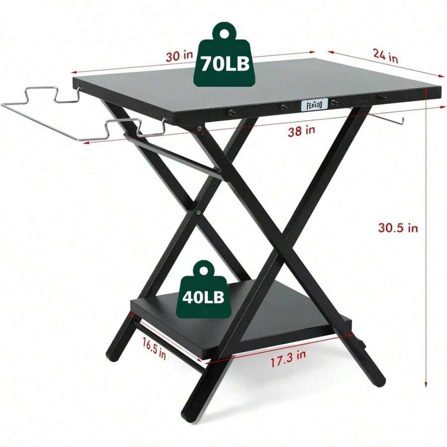 Foldable Picnic Table,Portable Camping Table Outdoor Folding Table,Foldable Grill Table For Outside,Outdoor Prep Table, Friendly To Storage,Ideal For RV, Picnic Or Camping, 30" X 24" In Black