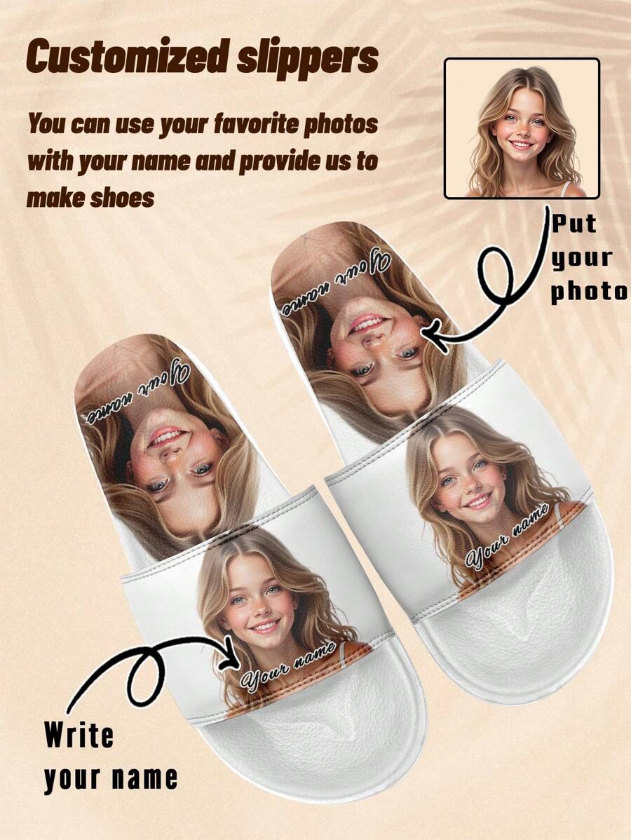 Custom Photo Slide Sandals, Personalized Photo And Name Slide Sandals, Custom Photo And Name Thick Sole Slide Sandals, Personalized Slide Sandals, Photo Slide Sandals, Personalized Slide Sandals For Women And Men, Personalized Slide Sandals, Christmas Gift For Mom/Dad/Her/Him/Girlfriend/Boyfriend/Wife/Husband/Friend