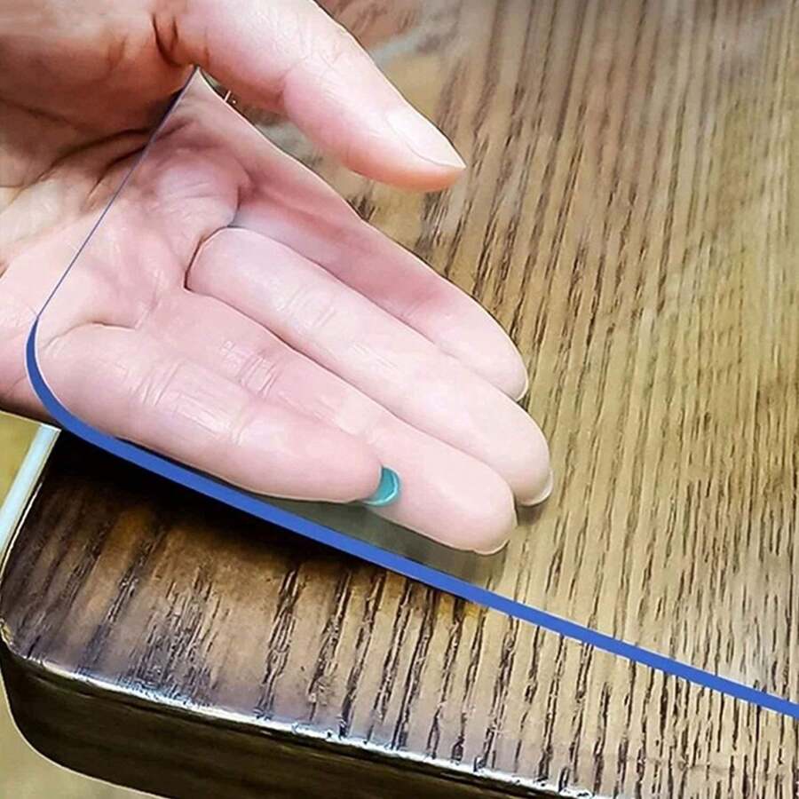 1pc 0.25mm Thick Transparent Rectangular Tablecloth Protector, PVC, Simple, Heat Resistant, Anti-Stain, Suitable For Dining Table, Coffee Table, Office Desk