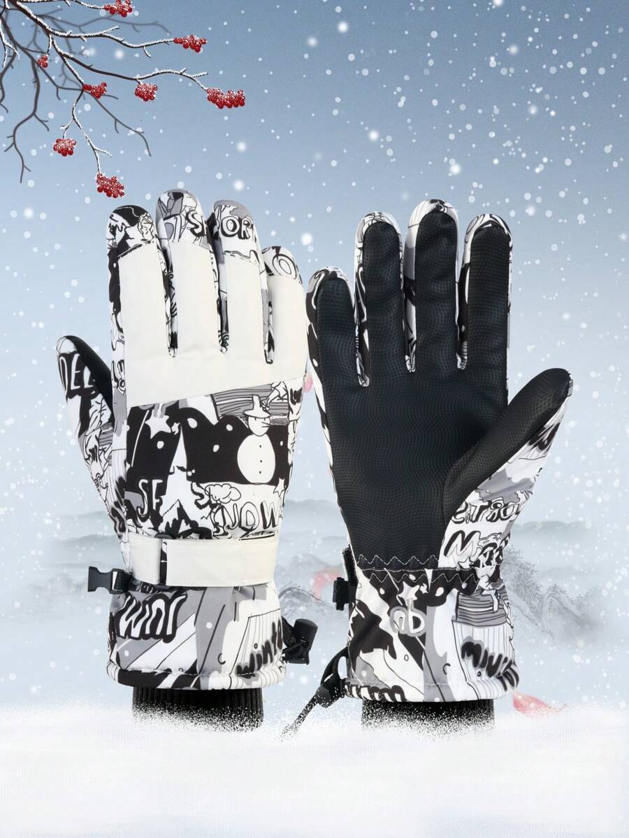 1 Paio Di Guanti Invernali Da Sci Unisex, Antivento E Impermeabili, Termici Foderati, Adatti Al Tocco Dello Schermo, Per Sport Invernali Come Sci E Snowboard, Uomo E Donna, Con Polsino Regolabile, Guanti Invernali, Scaldamani, Guanti Da Neve