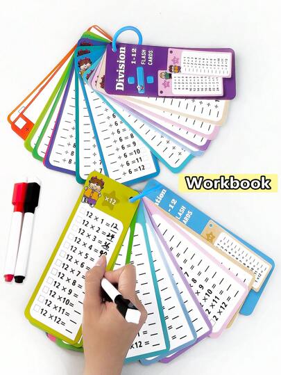 1 Set Children's Reusable Math Flashcards For Addition, Subtraction, Multiplication And Division Practice, Math Learning Materials For School Training