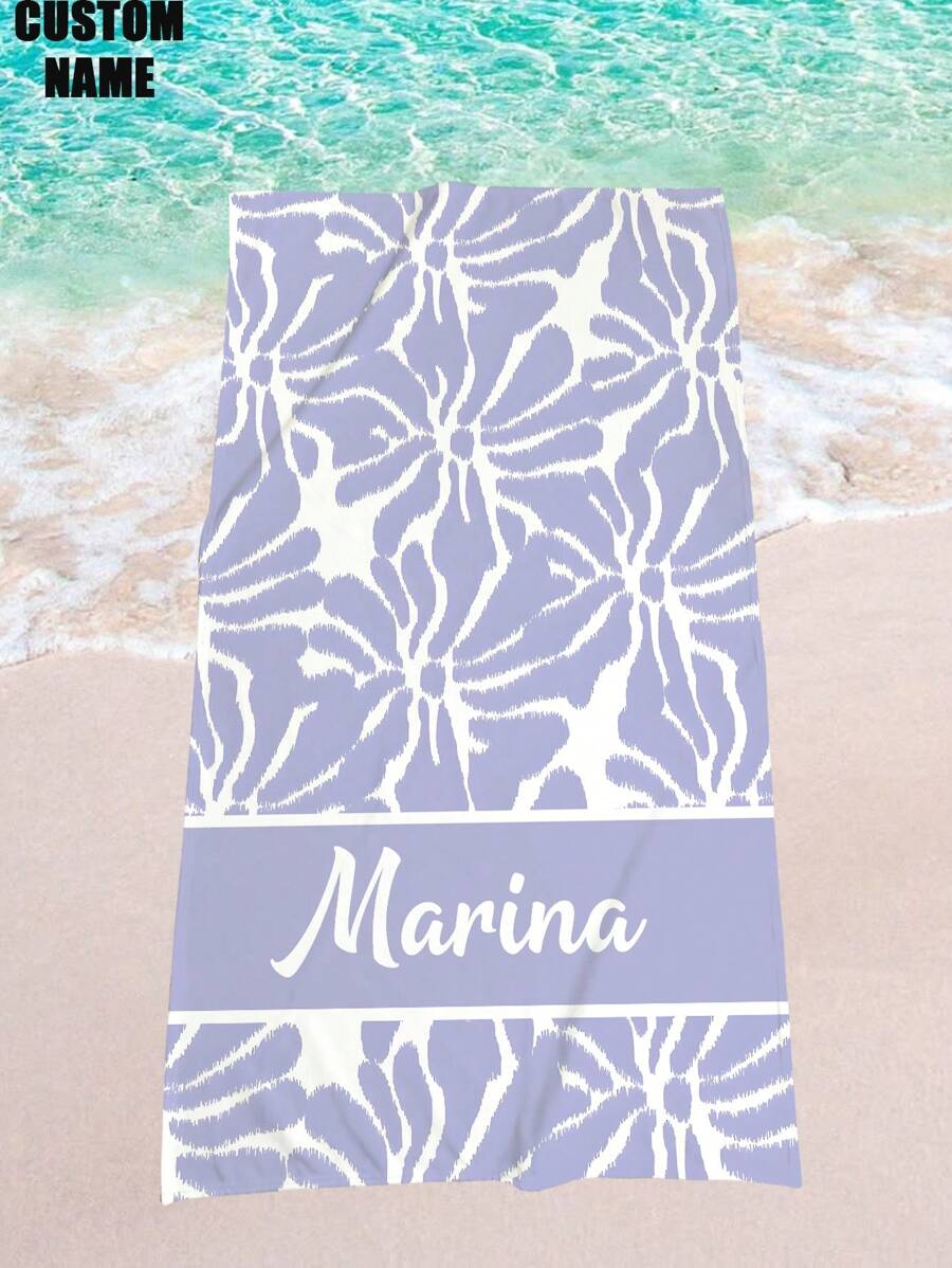 1pc Customized Beach Towel, Quick Dry Swimming Towel, Soft Beach Towel, Stylish Pool Towel, Customized Name, Cute, Fun, Lovely, Yoga Mat, Beach Accessory, Perfect For Mother's Day, Birthday, Ren's Day, Father's Day, Graduation, Wedding, Housewarming, Bathroom, Living Room, Bedroom, Home Summer Holiday Bathroom Decor Travel Essentials Travel Accessories Beach Essentials