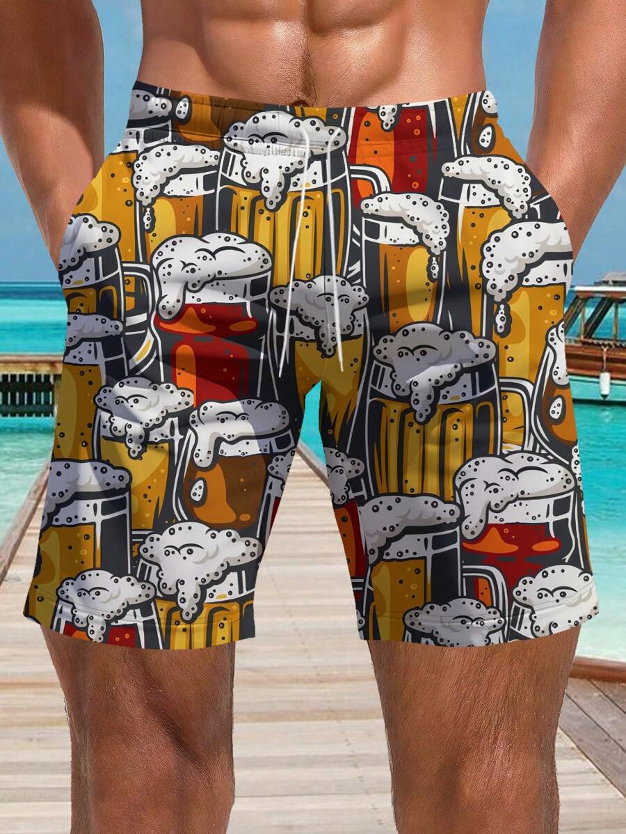 Shorts Havaiana Masculina Estampada em 3D, Verão, Havaiana