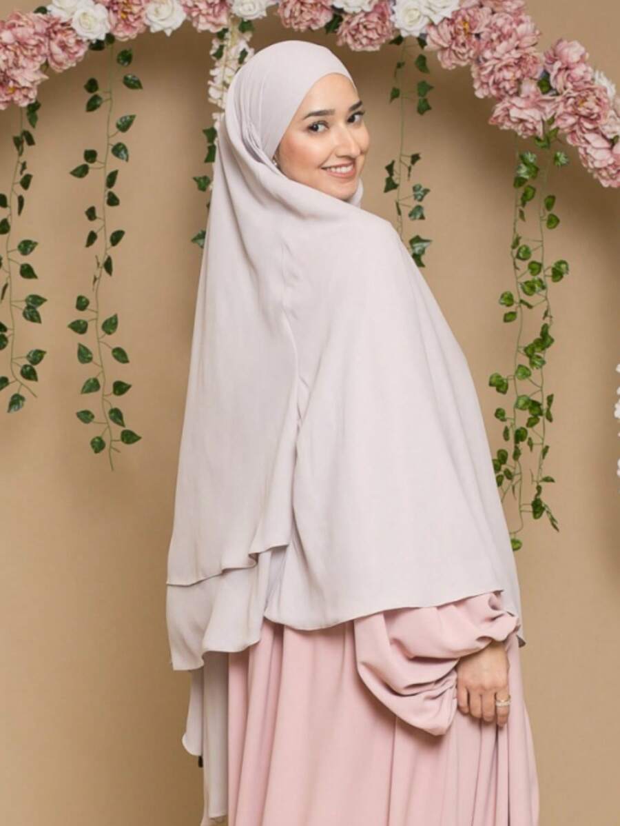 1 pièce Khimar pour femme de couleur unie, élastique et stretch, facile à porter, écharpe pour le cou, hijab. Doux et soyeux, respirant, convient pour le port quotidien et les sorties, léger sous la casquette, Saint-Valentin