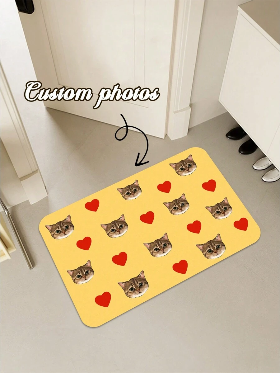 1 Pc Personalized Custom Floor Mat, 40x60 Cm/16x24 In PVC, Supports Picture Customization Especially For Pets Such As Cats And Dogs; Suitable For Bedrooms, Living Rooms, Bathrooms, Garages, Foyers, Corridors, Pet Nests, Etc., Very Popular Personalized Household Items, Also Very Good Holiday Gifts, Also Be Used As Additional Value-Added Products For Pet Stores; Strong , Easy To Clean Home Bathroom Decor Summer Back To School