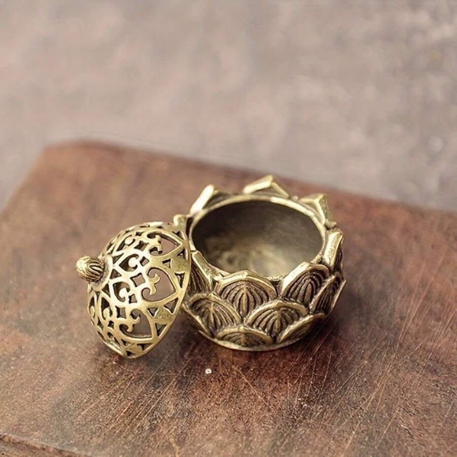 2 szt. Miniaturowe kadzielnice Lotus - stop cynku i miedzi, wykończenie mosiężne - idealne do wystroju domu i biura, studia jogi, kempingu, ogrodu, patio i romantycznych kolacji