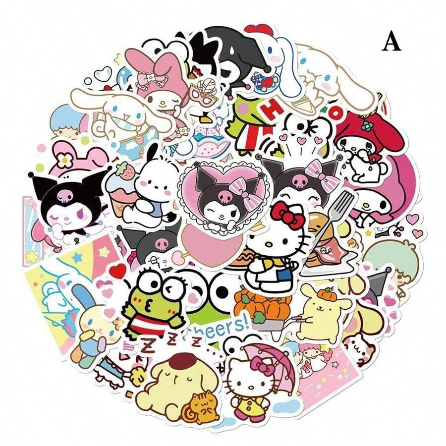 Sanrio 100pcs Sanrio Kawaii Sticker Pack - Cute Kuromi, Cinnamoroll, My Melody And Hello Kitty Stickers, Suitable For Laptops, Phones, Water Bottles - One-Time Use Paper Stickers, Waterproof And Diverse Shapes,Pimple Patches Hello Kitty,Sanrio Items,Stickers Waterproof