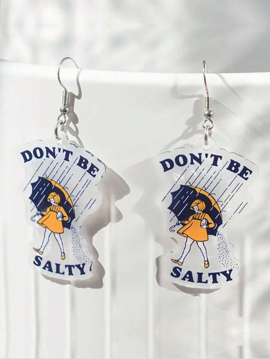 1 Coppia di orecchini unici e divertenti per adulti, orecchini pendenti e a goccia in plexiglass trasparente con scritta "Non essere salato", regalo originale e carino per Capodanno