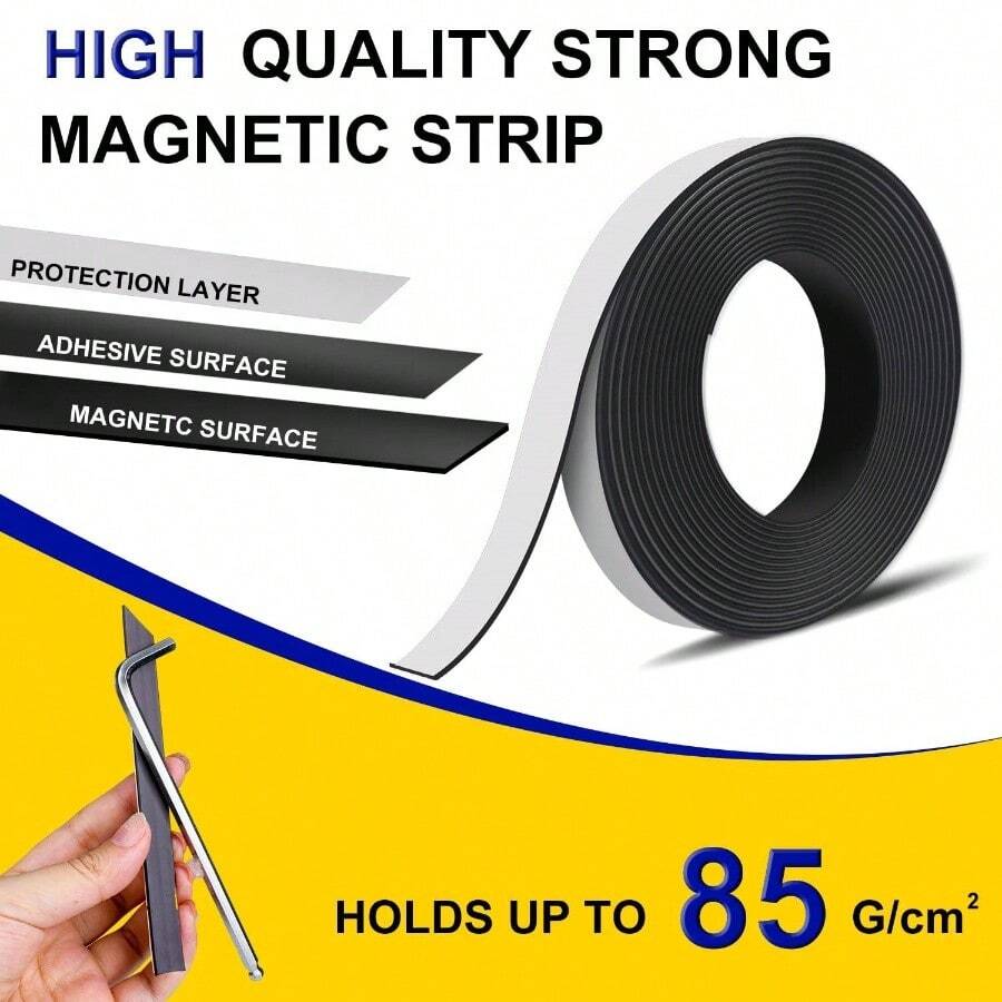 1 rollo de 3 metros de cinta magnética autoadhesiva flexible con un adhesivo fuerte, lámina magnética suave, cinta magnética perfecta para proyectos y organización