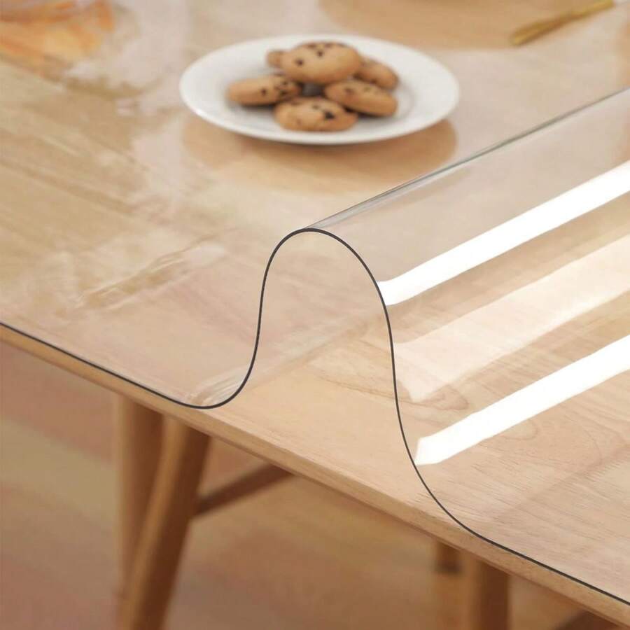 PVC 1.0mm Thick Transparent Tablecloth, Waterproof, Oil Resistant, Heat-Resistant ,Scratch Resistant, Tablecloth, Table Surface Protective Film, Suitable For Home Hotel Dining Table Cloth, Tea Table Cloth, Home Tablecloth 1pc