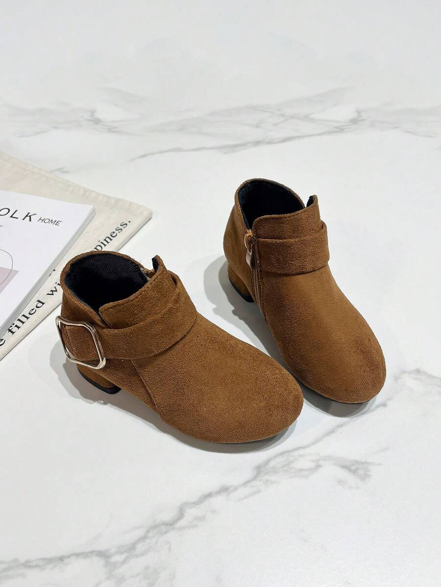 Stivaletti corti alla moda per ragazze con zip laterale, semplici e stilosi, adatti per bambini, bambine, principesse, per tutte le stagioni