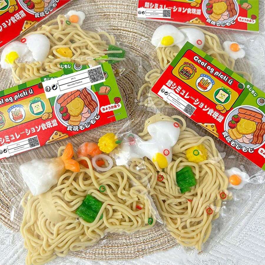 1pc Simulation Ramen Knead Happy Convenient Pasta Play Handmade Seafood Fried Noodles Soft Glue Toy Decompression