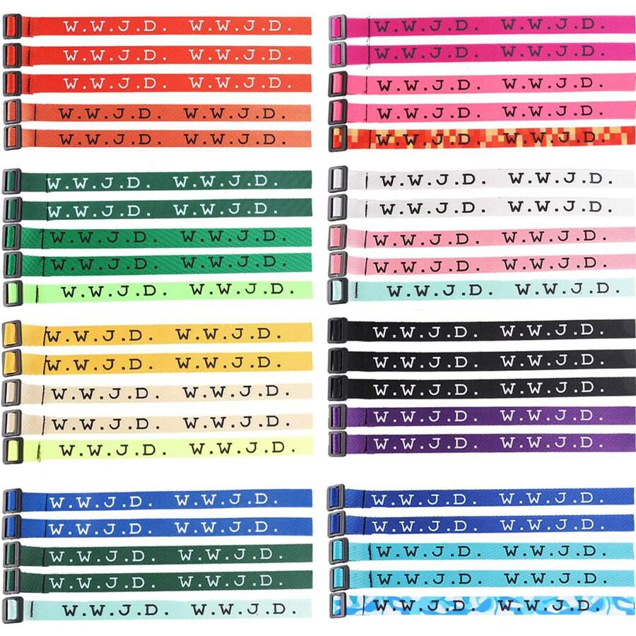 40 piezas Brazaletes trenzados WWJD, pulsera tejida ¿Qué haría Jesús?, accesorios cristianos religiosos para recaudación de fondos