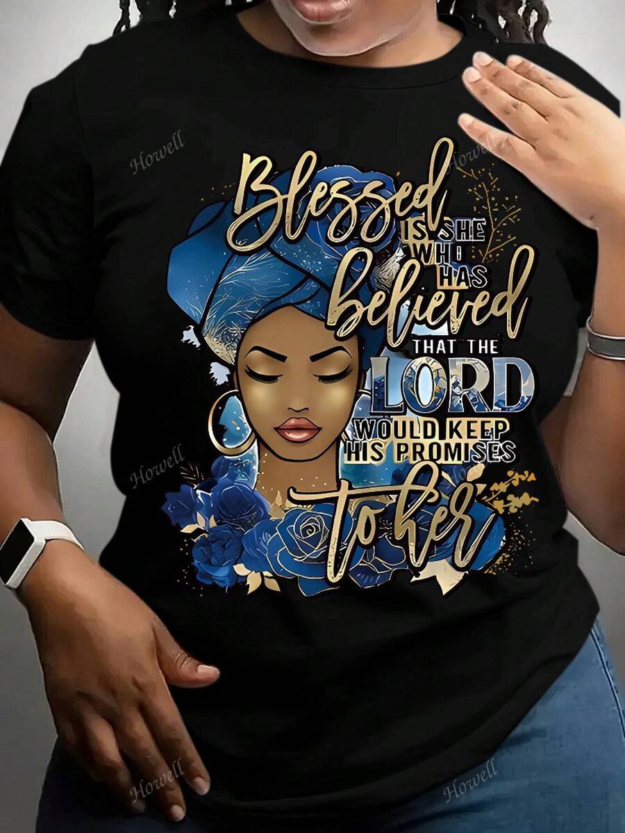 T-shirt décontracté pour femmes, col rond, imprimé de personnages de dessins animés et de lettres, manches courtes