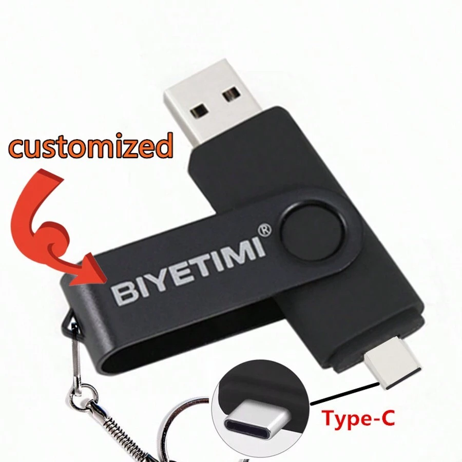 Unità flash USB con stampa laser del logo, pen drive da 64 GB, tipo C, disco flash colorato da 32 GB, dispositivo di archiviazione USB ad alta velocità, chiavetta di memoria con logo personalizzato rosso