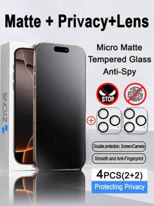 2 piezas de privacidad mate + 2 piezas de película para lentes