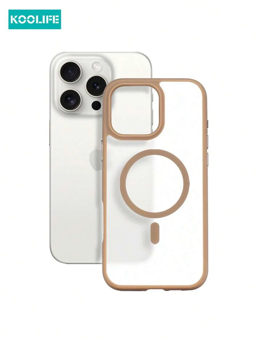 1 pièce Étui de couleur texturé à sangles magnétiques latérales KooLife, boutons de vaporisation d'huile séparés, objectif de caméra surélevé, PC+TPU mat de 2,0 mm au dos, aimant puissant, compatible avec iPhone 16/16Pro/16Plus/16ProMax/15ProMax/15Pro/15Plus/14ProMax/13ProMax/13Pro/12ProMax/11