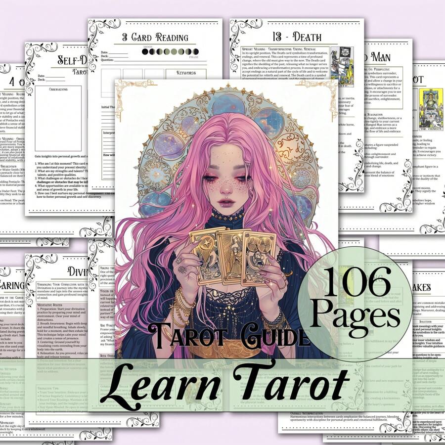 Guide de tarot pour débutants : Ensemble complet avec signification, disposition et tables de récitation - Pages faciles à lire pour une lecture intuitive des cartes