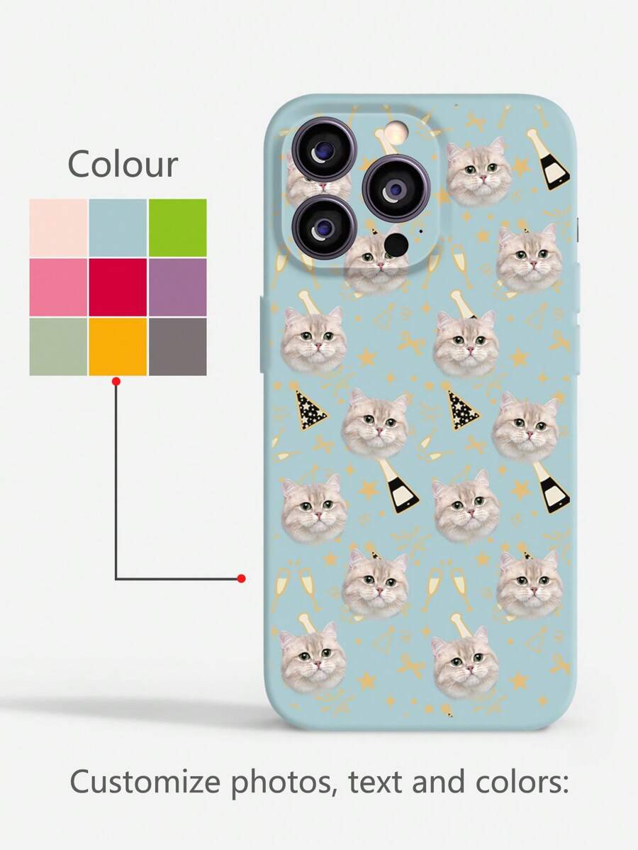 Customized Fashionable & Personalized Pet Photo Cutout Graphic Phone Case, Protective Cover Compatible With Iphone 11/12/13/14/15/16 Pro Max