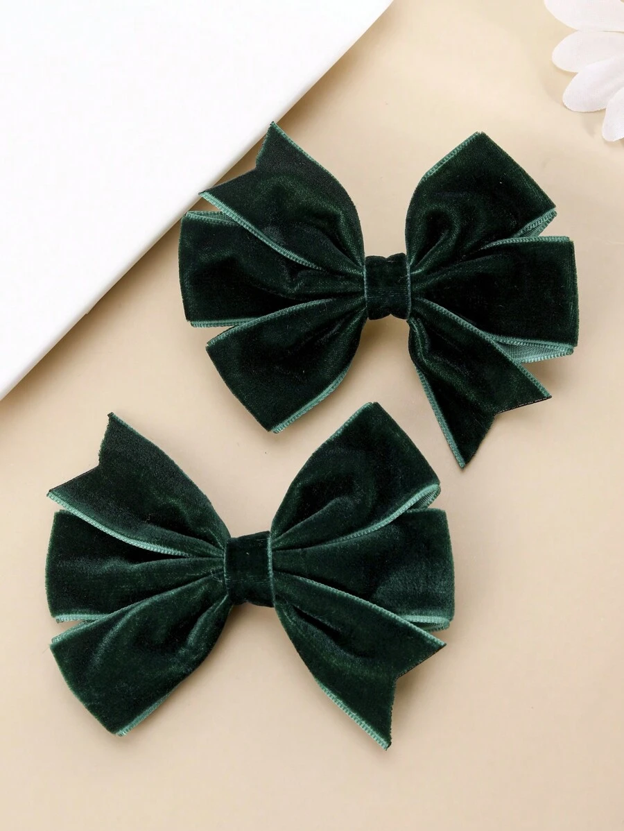 2 peças laços de cabelo para meninas verdes, grampos de cabelo de veludo com cauda de andorinha para crianças, acessórios de cabelo elegantes para ano novo para presentes de irmã