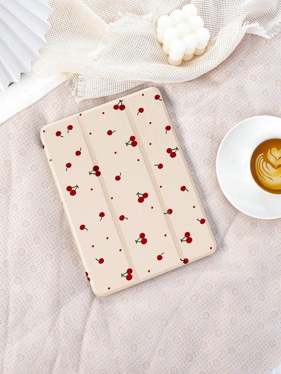 1 capa protetora para tablet com estampa de bolinhas de cereja fofa, compatível com iPad 10.2", iPad Pro 11" 2021/2020/10ª geração, iPad Mini 4/5/6, Galaxy Tab A8 10.5" 2022, Matepad 10.4"/Tab, com compartimento para lápis, antiqueda, capa com suporte para tablet